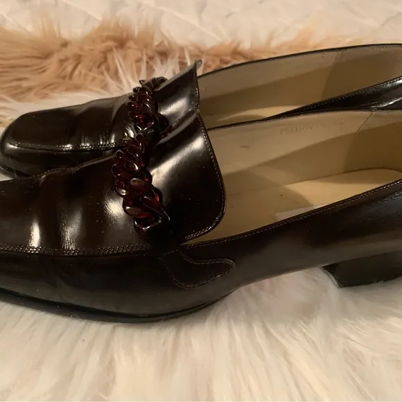 GIANNETTI BROWN LEATHER LOAFERS.