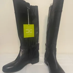 Gianni Bini Rowell Black Tall Leather Boots 7.5