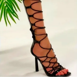 Gianni Bini Rydelle Gladiator Patent Leather Knee High Sandals Heels NEW Summer