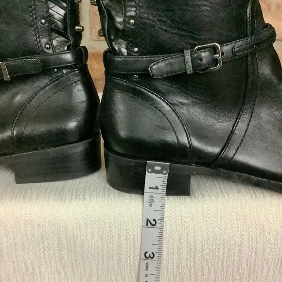 GIANNI BINI Studded Black Leather Boots SZ-6M