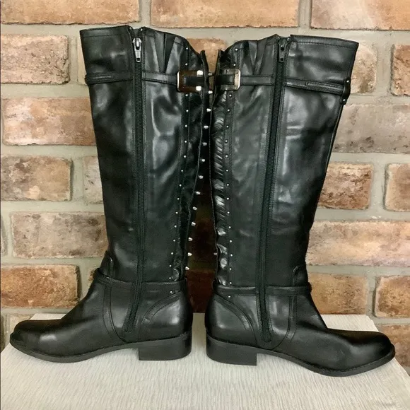 GIANNI BINI Studded Black Leather Boots SZ-6M