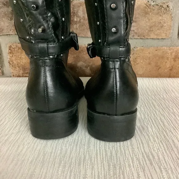 GIANNI BINI Studded Black Leather Boots SZ-6M