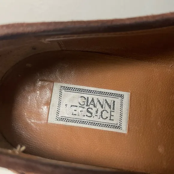 Gianni Versace Mens Suede Leather loafers logo medusa sz 8.5