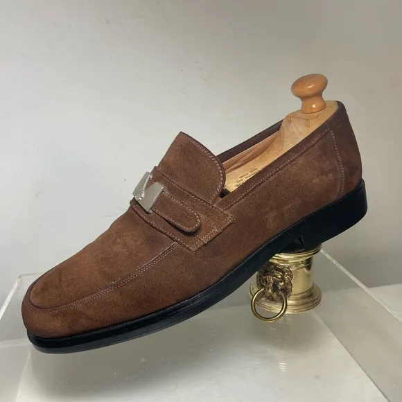 Gianni Versace Mens Suede Leather loafers logo medusa sz 8.5