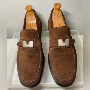 Gianni Versace Mens Suede Leather loafers logo medusa sz 8.5