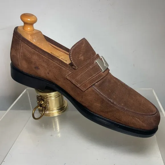 Gianni Versace Mens Suede Leather loafers logo medusa sz 8.5