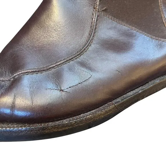 Gianni Versace Slip On Brown Leather Chelsea Boots Classic Old Money Men's 43.5