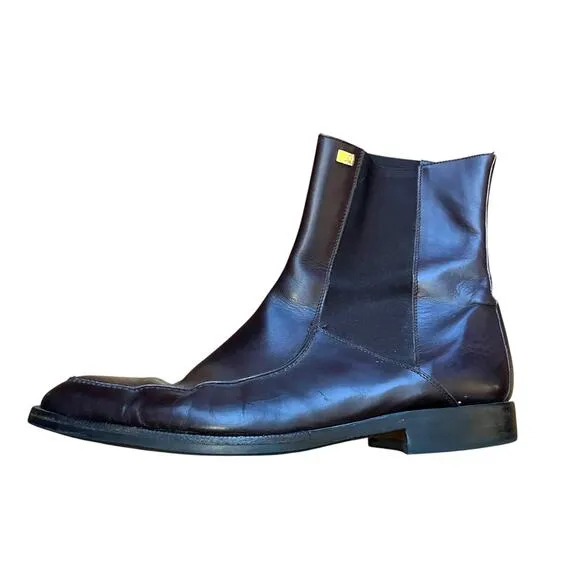 Gianni Versace Slip On Brown Leather Chelsea Boots Classic Old Money Men's 43.5