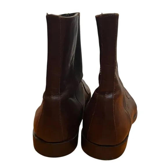 Gianni Versace Slip On Brown Leather Chelsea Boots Classic Old Money Men's 43.5