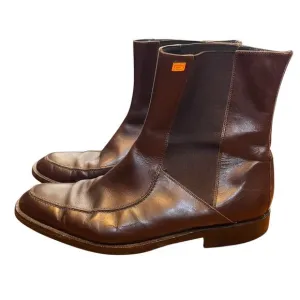 Gianni Versace Slip On Brown Leather Chelsea Boots Classic Old Money Men's 43.5