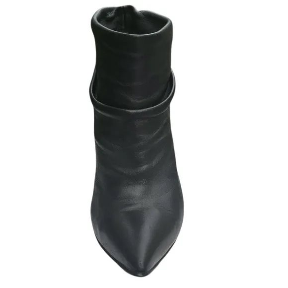 Gianvito Rossi Ankle Bootie Boots Ruched Black Leather Stiletto Heels Size 6 M