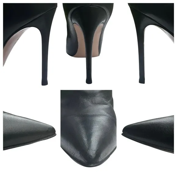Gianvito Rossi Ankle Bootie Boots Ruched Black Leather Stiletto Heels Size 6 M