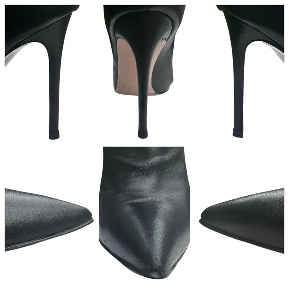 Gianvito Rossi Ankle Bootie Boots Ruched Black Leather Stiletto Heels Size 6 M