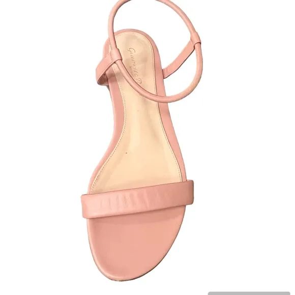 Gianvito Rossi Jaime Blush Pink Leather Flat Ankle Strap Sandals 38