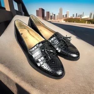 Giorgio Brutini Men's 7.5 M Black Tassel Kiltie Loafers Genuine Leather