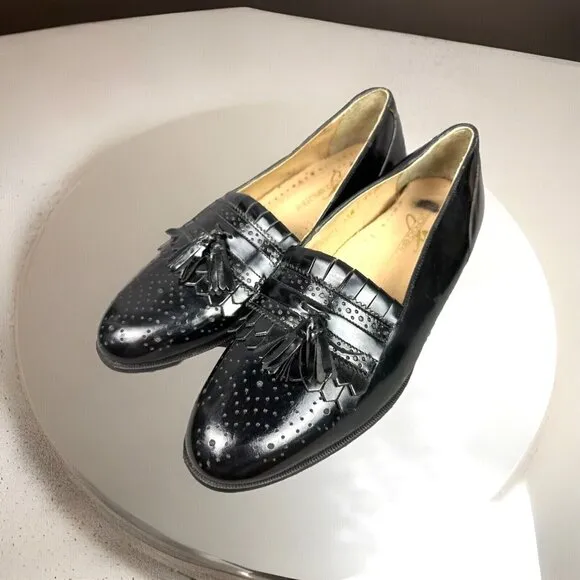 Giorgio Brutini Men's 7.5 M Black Tassel Kiltie Loafers Genuine Leather