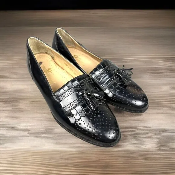 Giorgio Brutini Men's 7.5 M Black Tassel Kiltie Loafers Genuine Leather
