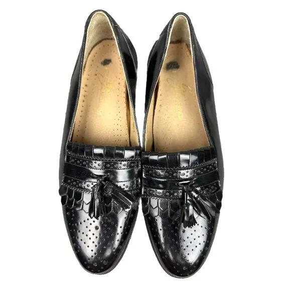Giorgio Brutini Men's 7.5 M Black Tassel Kiltie Loafers Genuine Leather