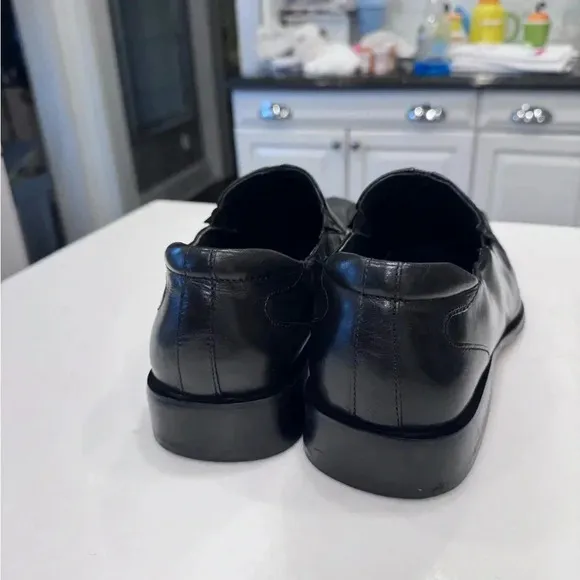 Giorgio Brutini Private Collection Black Leather Slip On Loafers 11 M ITALY
