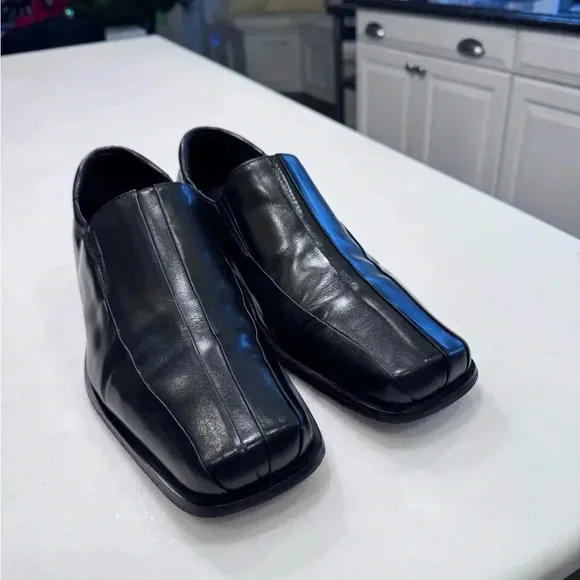 Giorgio Brutini Private Collection Black Leather Slip On Loafers 11 M ITALY