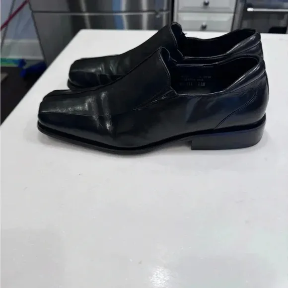 Giorgio Brutini Private Collection Black Leather Slip On Loafers 11 M ITALY