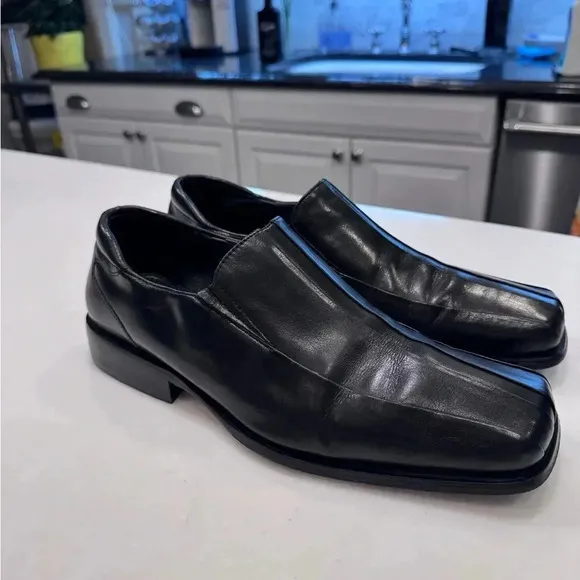 Giorgio Brutini Private Collection Black Leather Slip On Loafers 11 M ITALY