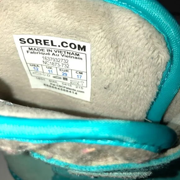 Girls sorel newbie teal suede boots size 12 kids
