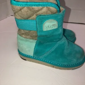 Girls sorel newbie teal suede boots size 12 kids