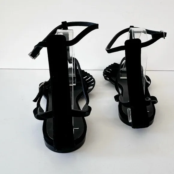 Giuseppe Zanotti Black Suede Sandals Flats Size 41