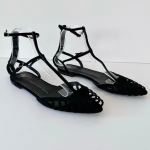 Giuseppe Zanotti Black Suede Sandals Flats Size 41