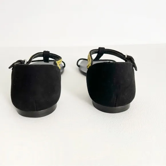 Giuseppe Zanotti Crystal Embellished T-Strap Flat Sandals Size 7.5