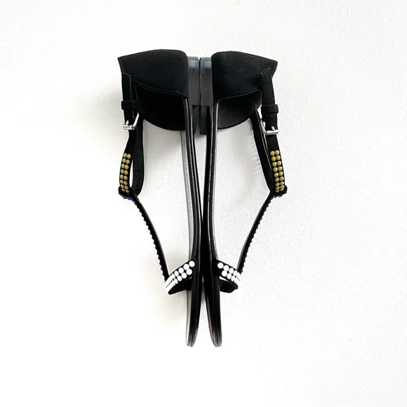 Giuseppe Zanotti Crystal Embellished T-Strap Flat Sandals Size 7.5