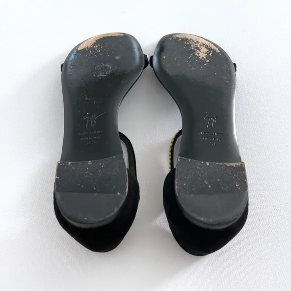 Giuseppe Zanotti Crystal Embellished T-Strap Flat Sandals Size 7.5