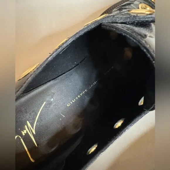 Giuseppe Zanotti Patent Loafers | Size 8.5 | Gold Detail | Authentic