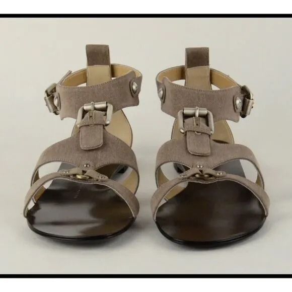 GIUSEPPE ZANOTTI SHOES FLAT FABRIC LEATHER GLADIATOR SANDALS