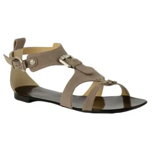GIUSEPPE ZANOTTI SHOES FLAT FABRIC LEATHER GLADIATOR SANDALS