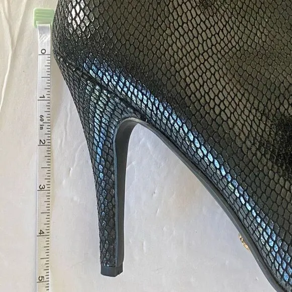 Givanno Sunita Black Snakeskin Textured Leather Pull On Ankle Boots Sz 10 NIB