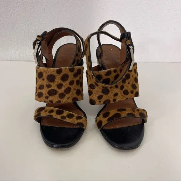 Givenchy Paris Tan Leopard Print Calf Hair High Heel City Sandals