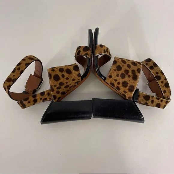 Givenchy Paris Tan Leopard Print Calf Hair High Heel City Sandals