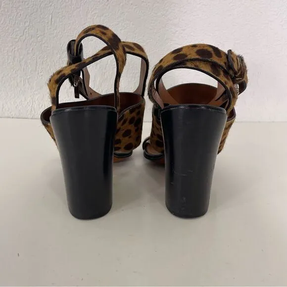 Givenchy Paris Tan Leopard Print Calf Hair High Heel City Sandals