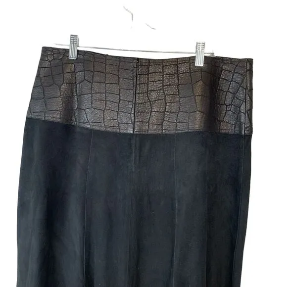 Glen Arthur for D. Chester Suede and Leather Skirt Buckle Flare Sz 10 Gothic NWT