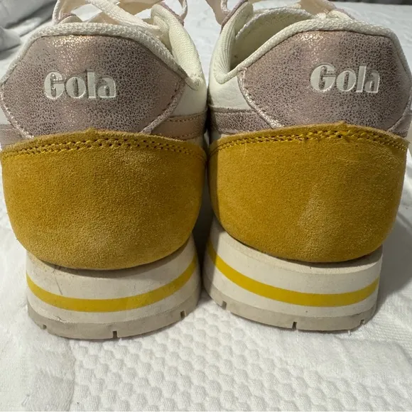 Gola Daytona Four Quadrant Pink and Gold Retro Sneakers with Classic