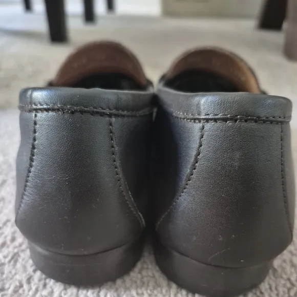 Gold and Black Loafers with Horsebit Detail