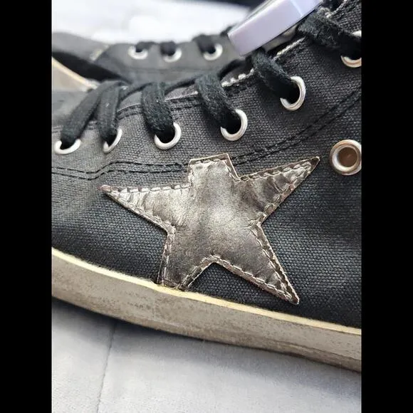 GOLDEN GOOSE GGDB FRANCY Rap Black Canvas Womens Athletic Sneakers Shoes 41 10