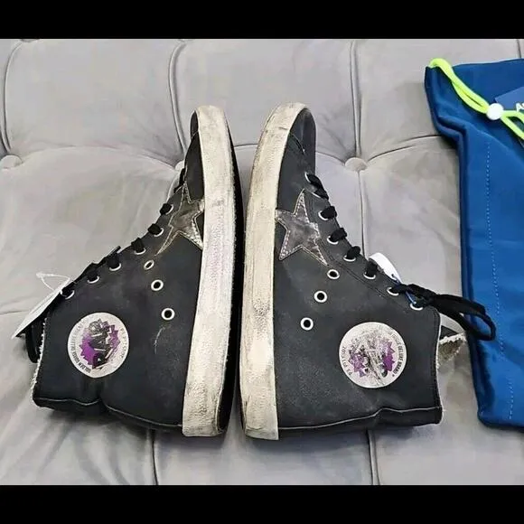 GOLDEN GOOSE GGDB FRANCY Rap Black Canvas Womens Athletic Sneakers Shoes 41 10