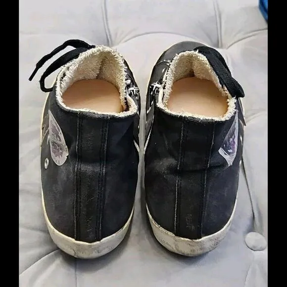 GOLDEN GOOSE GGDB FRANCY Rap Black Canvas Womens Athletic Sneakers Shoes 41 10