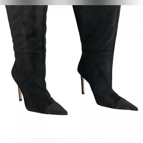 Good American Boots Women Sz 8 Black Suede Thigh Kardashian GA173K-X $349 A255