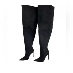 Good American Boots Women Sz 8 Black Suede Thigh Kardashian GA173K-X $349 A255