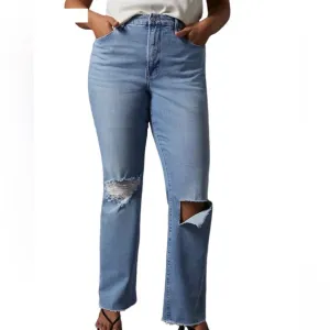 Good American Classic High Rise Bootcut Distressed Jean