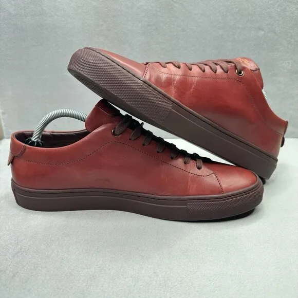 Good Man Brand Edge Mens Size 10.5 Red Leather Lace-Up Low Top Fashion Sneakers